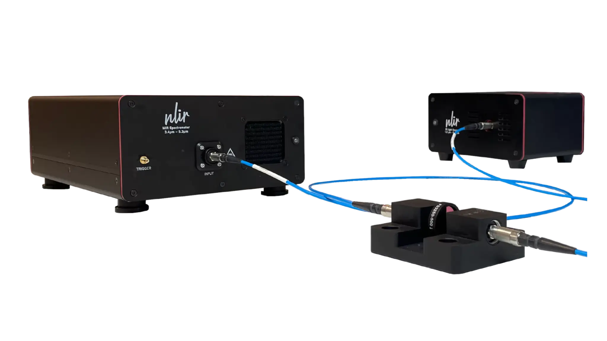 Fiber-coupled NLIR's bundle enables easy transmission measurements of any samples. Available as reflection setup as well.